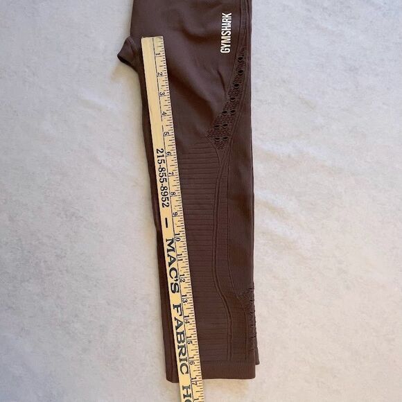 Gymshark Leggings Brown High Rise Womens XS Eyelet Crop Butt Lifting Activewear - Picture 11 of 11